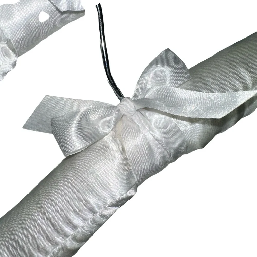 Baby Girl or Boy Padded White Satin Nursery‎ Hangers with Pant Clips NWOT